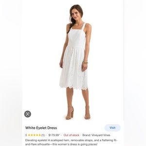 Vineyard Vines white eyelet dress.100% Cotton.Scalloped hem. Wear without strap.